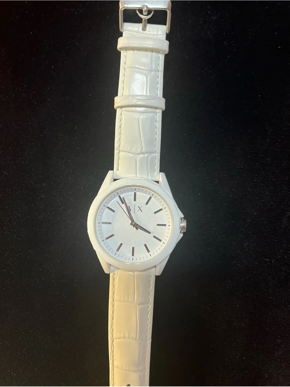 Emporio Armani White Analog Watch with Silver Markers